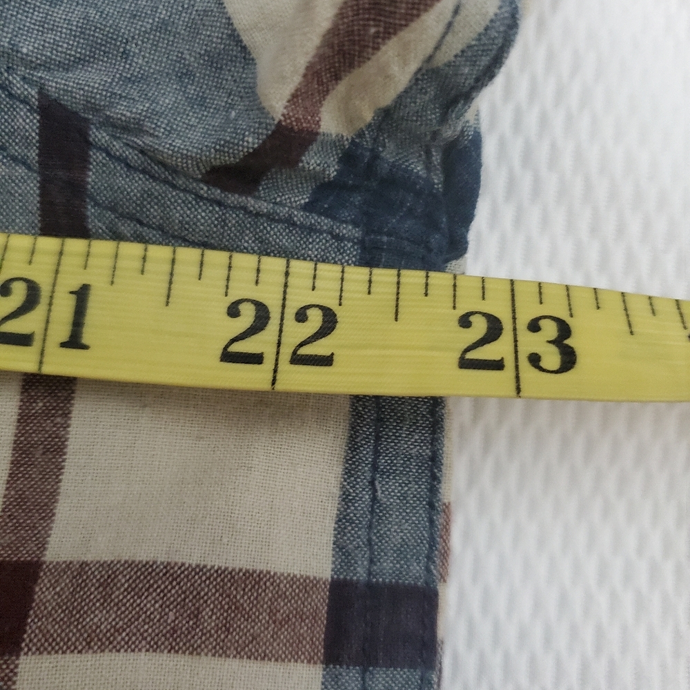 Toad&Co Organic Cotton Shoet Sleeve Plaid Button Down Shirt Mens Large - Picture 7 of 8